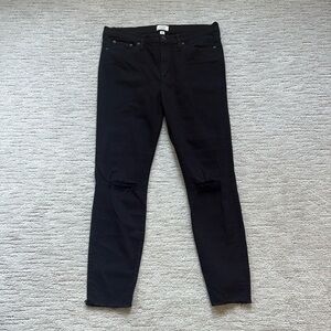 Jcrew black skinny jean with adorable fray detail.